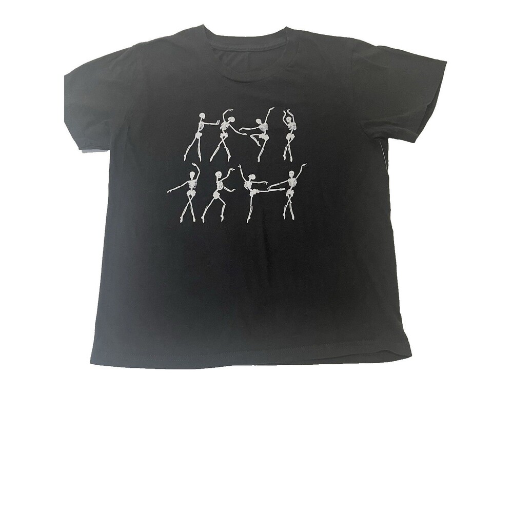 Gildan Halloween Kids Skeleton Ballerinas Ballet Dance Graphic Youth Tee Black S